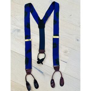 Vintage Mens Silk Suspenders Tailored Purple Perry Ellis 90s Looks Turtle Print